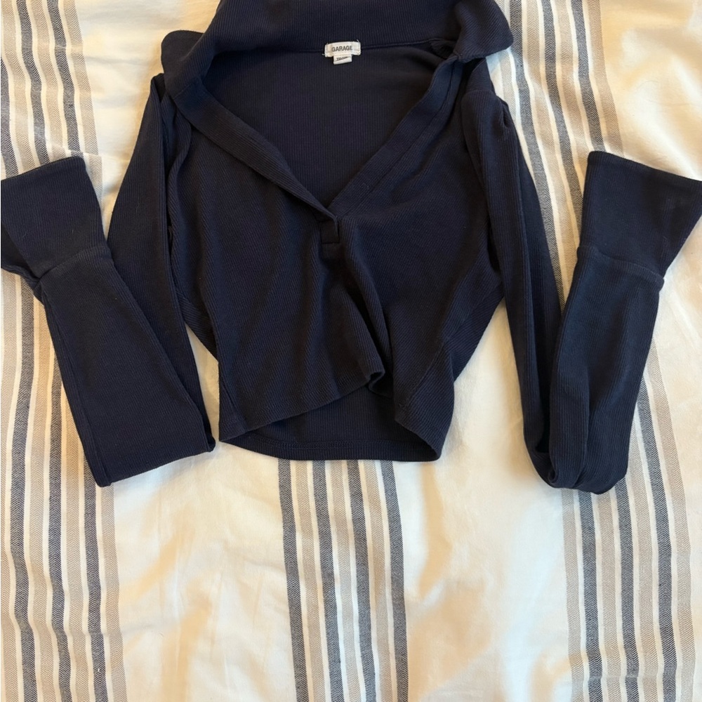 Garage Blue Cardigan Sweater V-Neck Long Sleeve